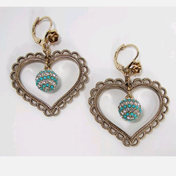 Nwt Betsey Johnson Anchors Away Heart Earrings - Picture 1 of 8
